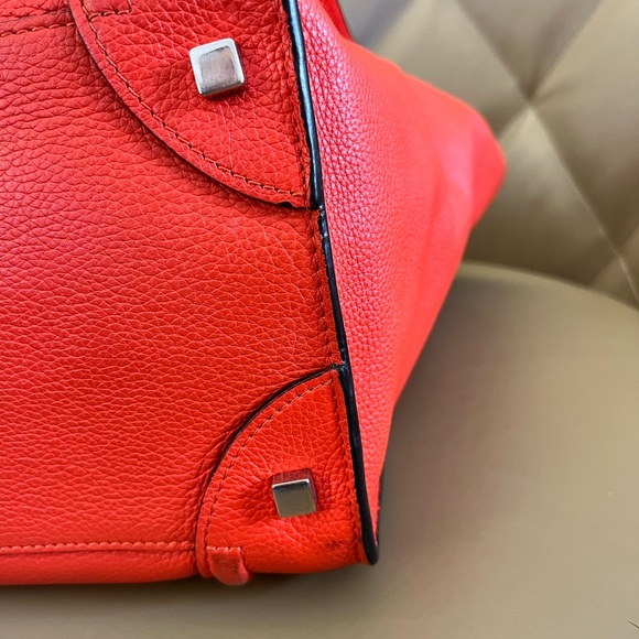 CELINE MINI LUGGAGE Grainy Calfskin Handbag - Orange-Red - Picture 7 of 12